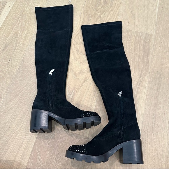 Sigerson Morrison Gemma Boot Over the Knee Suede Black Whimsigoth Gothic Gremlin - Picture 11 of 16